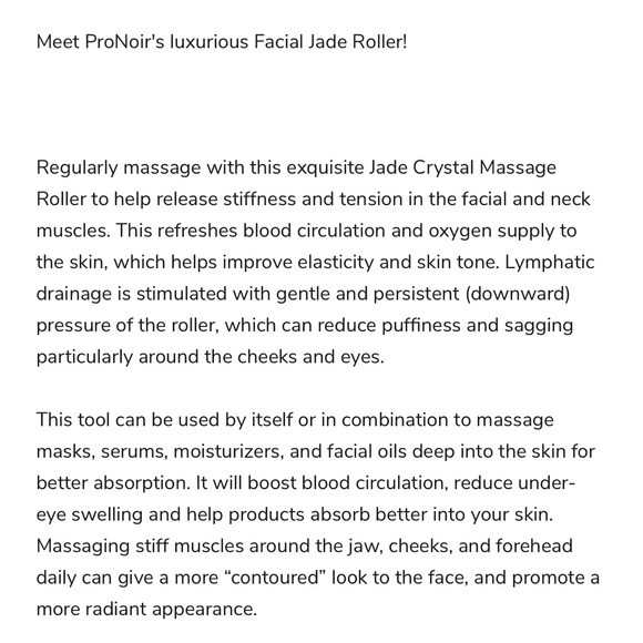 Jade Crystal face Roller by Pro Noir NEW in BOX - Picture 2 of 4